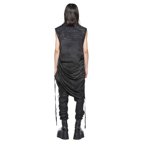 JULIUS 917KNM4 Bk Noise / Digital Noise Shirring Top